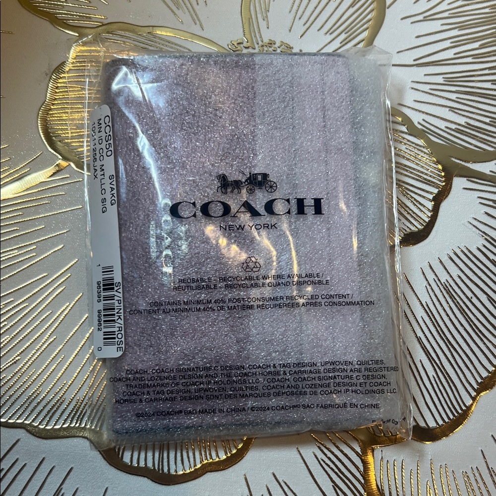 Coach Metallic Purple Pink Card Case - Picture 9 of 10
